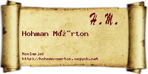 Hohman Márton névjegykártya