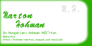 marton hohman business card